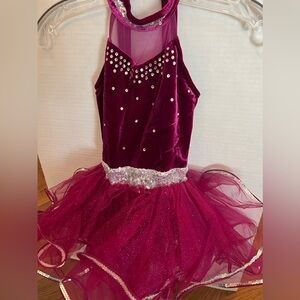 WEISSMAN “DANCING IN THE MOONLIGHT” BURGUNDY  SIZE 1C  (7/8). DANCE COSTUME.